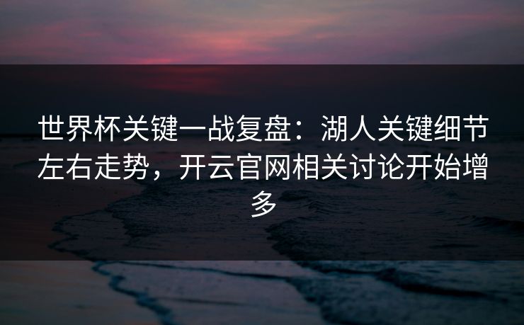 世界杯关键一战复盘：湖人关键细节左右走势，开云官网相关讨论开始增多