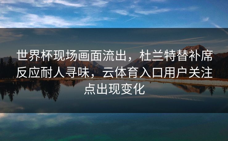 世界杯现场画面流出，杜兰特替补席反应耐人寻味，云体育入口用户关注点出现变化