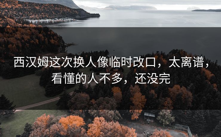 西汉姆这次换人像临时改口，太离谱，看懂的人不多，还没完