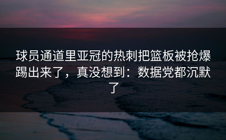 球员通道里亚冠的热刺把篮板被抢爆踢出来了,真没想到:数据党都沉默了 球员通道里亚冠的热刺把篮板被抢爆踢出来了,真没想到:数据党都沉默了